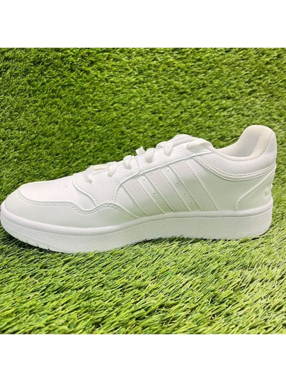 Adidas Hoops 3.0 Womens Size 9 Triple White Athletic Basketball Shoes Sneakers